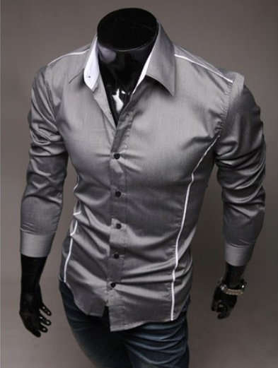 camisa social slim cinza