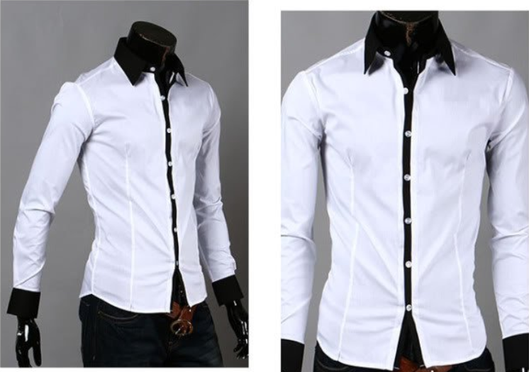 camisa social branca e preta