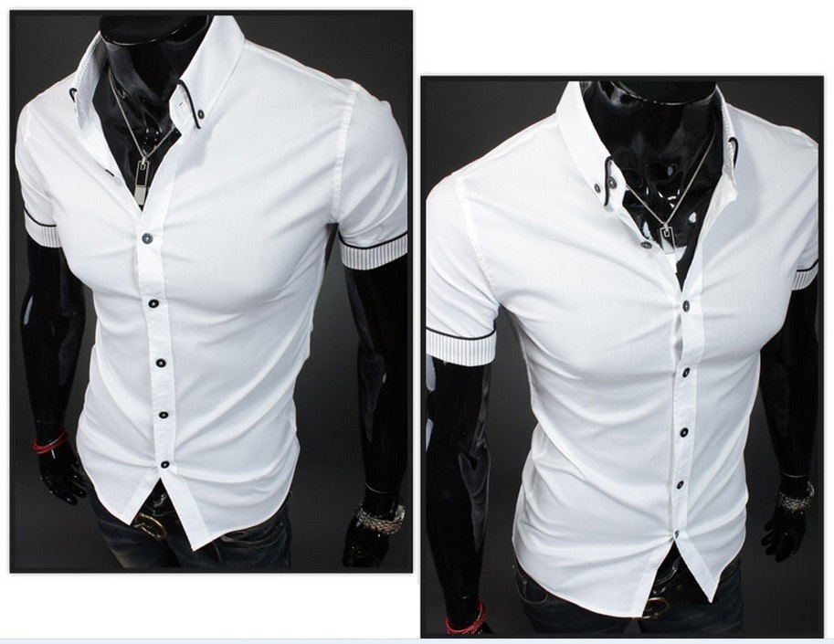 camisa social preta manga curta slim