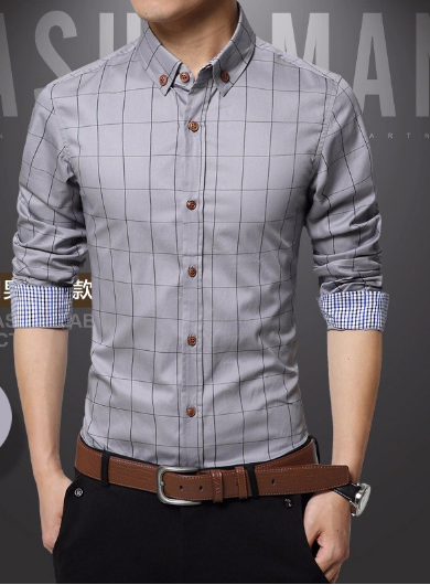 camisa_social_slim_fit_luxo_estilosa_cinza_manga_longa