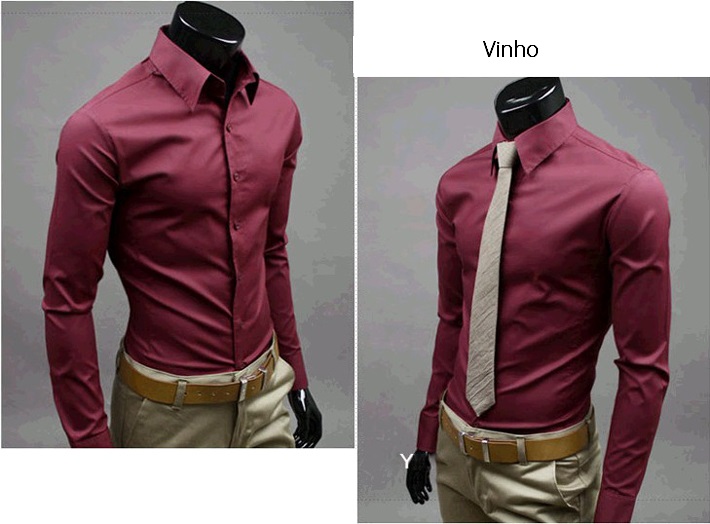 camisa social vinho, camisa social vermelho, camisa social slim fit vinho, blusão social, blusao social masculino