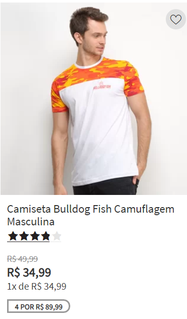 camisa basica manga curta, camiseta manga curta masculina pronta entrega, Camiseta Bulldog Fish Camuflagem Masculina