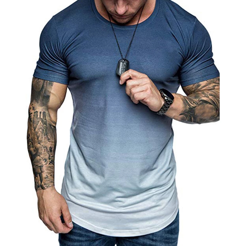 camiseta masculina azul basica gradiente estilosa 