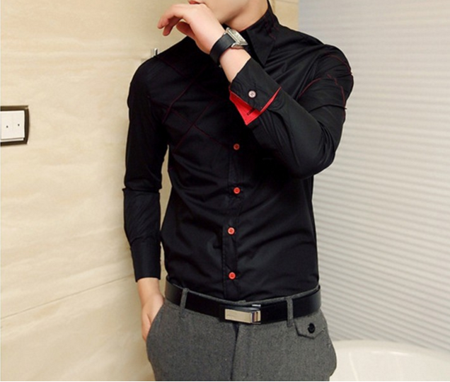 camisa preta masculina slim fit