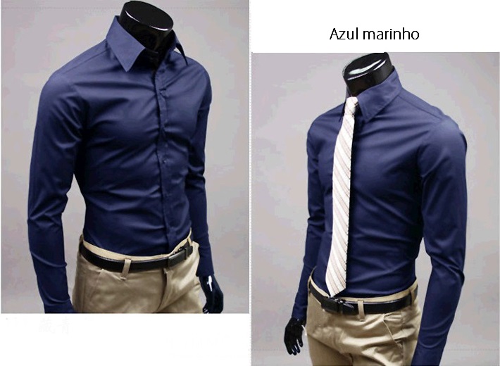 camisas sociais masculinas azul marinho