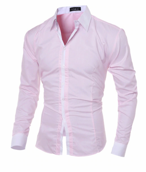 camisa social masculina slim rosa luxo estilosa