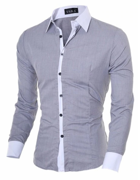 camisa-social-masculina-slim-cinza