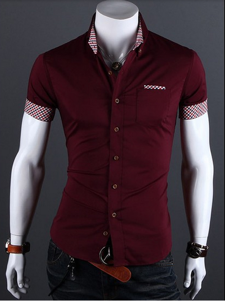 camisa socia manga curta slim fit, camisa social manga curta vermelha
