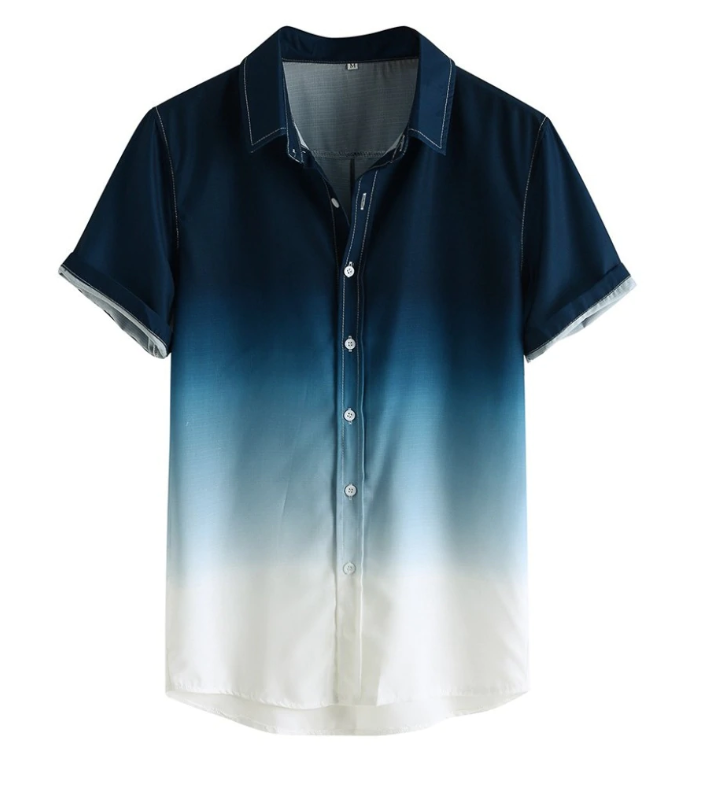 Camisa social manga curta degrade azul escuro - camisa social azul escuro degrade