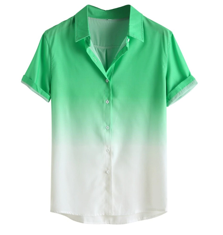 Camisa social manga curta degrade verde claro  - camisa social azul escuro degrade